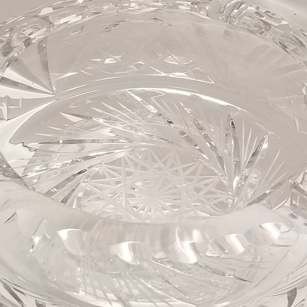 Boeheim Cut Crystal Heavy Ashtray Pinwheel Design RTL Czechoslovakia - Picture 12 of 12